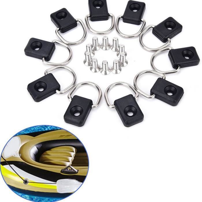 Kit De Gréement Pour Kayak - 10 Boucles En Nylon + 20 Vis Inox - Pour Fixation Accessoires (Pagaie, Canne à Pêche)