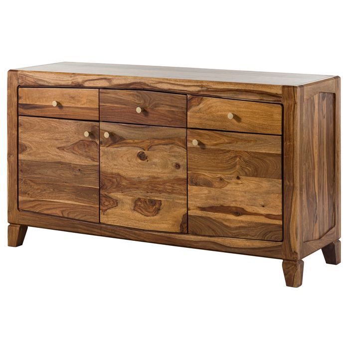 Buffet bas Sheesham brun laqué massif 140x45x80 cm bois massif ANCONA #122 Buffet bas Sheesham brun laqué massif 140x45x80 cm bois massif ANCONA #122