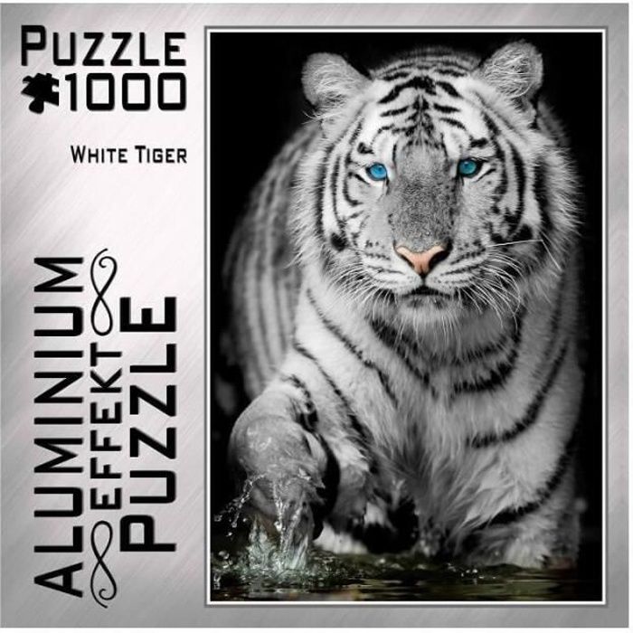 puzzle 1000 pieces effet aluminum tigre blanc coloris unique cdiscount jeux jouets