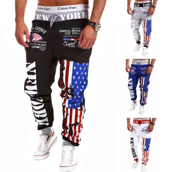 Descarte Dios innovación Hommes pantalon long pantalon drapeau américain... NOIR - Cdiscount  Prêt-à-Porter