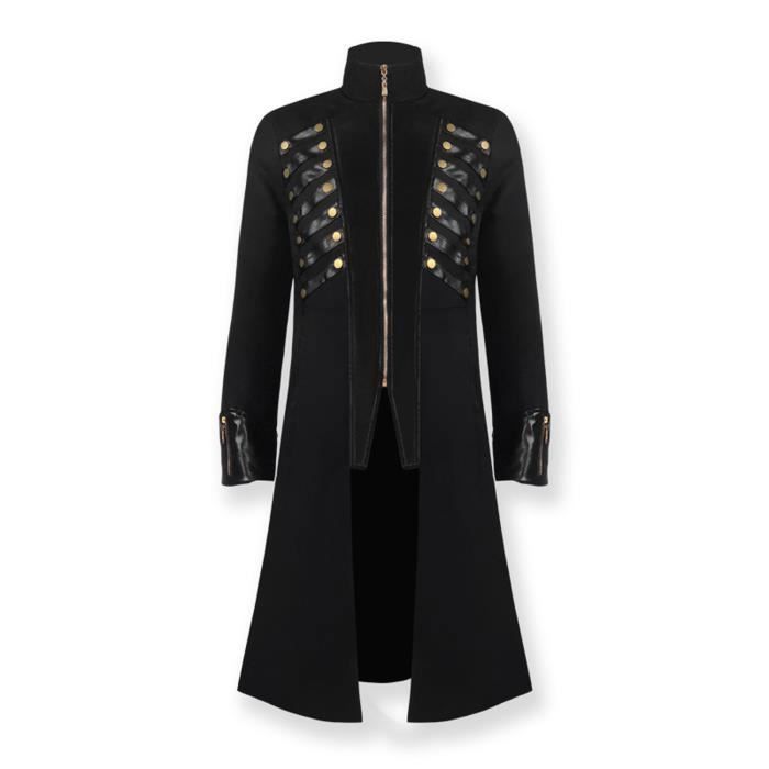 Manteau Gothique Homme Manteau M di val Col Debout Cour V tements