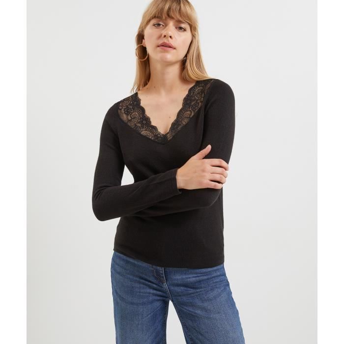 Pull col v dentelle store