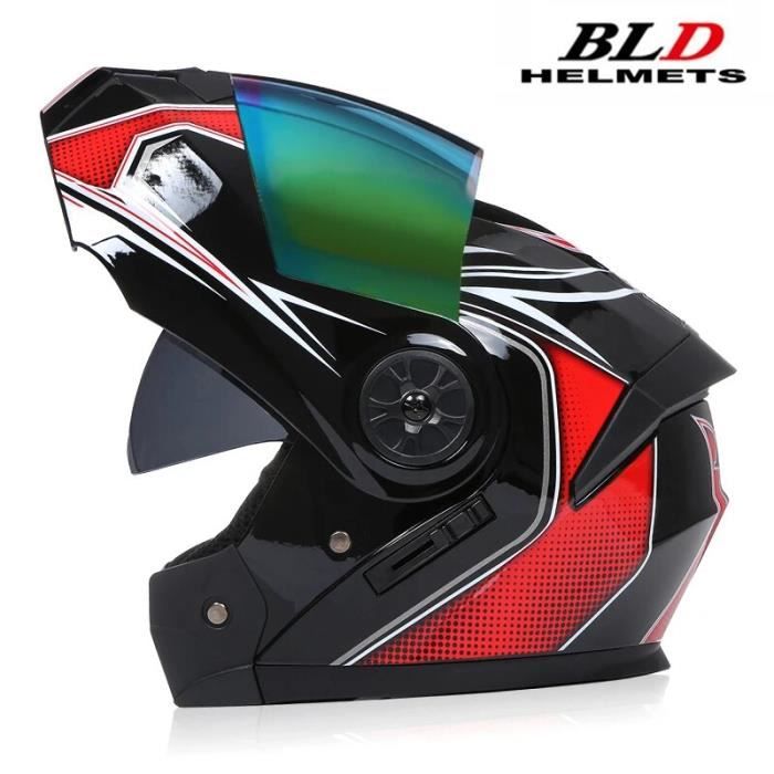 Casque Moto Intégral Modulaire Rabattable Homologué ECE - Double Pare-soleil, Taille XXXL (63-64 Cm) - Avec Masque Et Gants Offerts