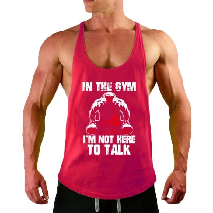 Homme Musculation Maillot de corps de Fitness Tank Top Stringer Sport Maillot de corps sans Manches Haut Rouge Rouge Cdiscount Pret a Porter