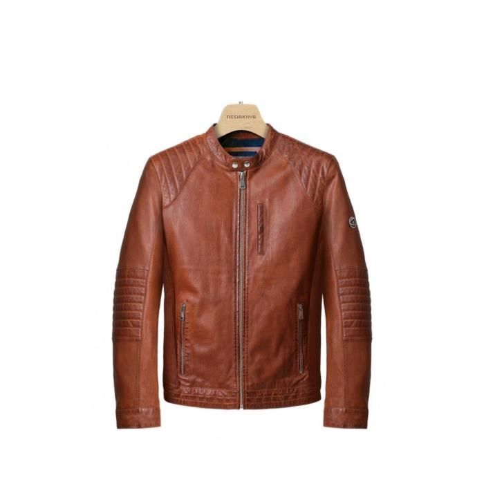 Veste en cuir homme Redskins Ref 58185 Cognac Marron Homme Adulte Marron Cdiscount Pret a Porter
