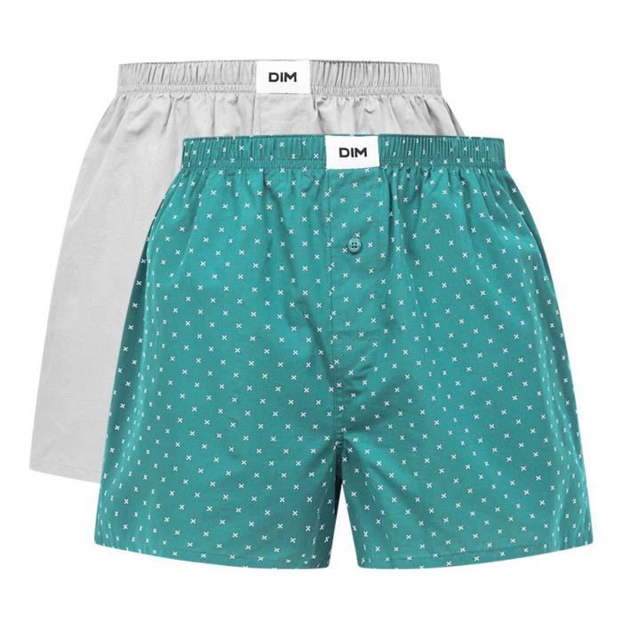 Calecon Flottant Dim Green by Dim Lot de 2 Coton Bio Ceinture elastique Homme Imp geo aci Cdiscount Pret a Porter