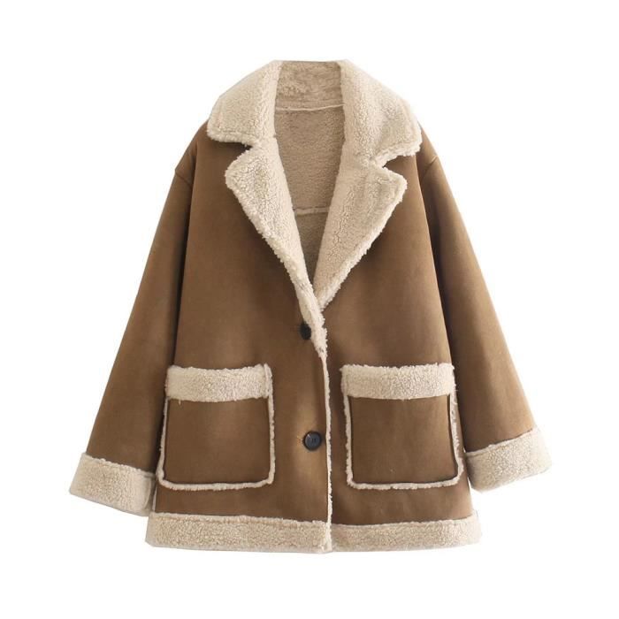 Manteau Femme En Fausse Fourrure Laine D'agneau - Court, Multicolore, Hiver Chaud, Neuf Avec étiquettes