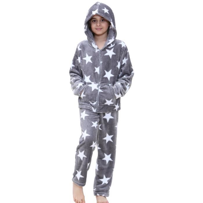 Pyjama Enfant Polaire Pyjama Enfant Garcon 2-14 Ans Hiver Polaire Chemise De Nuit Fille Ensembles Garçon Haut Top Pantalon Chaud Tenue 2 Pieces Chic Loungewear Vetement Fille Simple Doux Surpyjama (Navy, 10-11