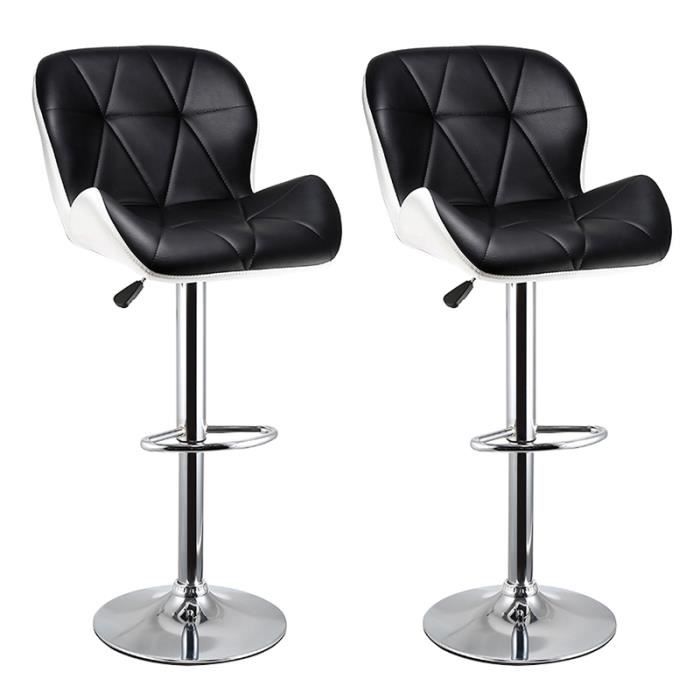 2 Tabourets De Bar Pivotants OHMG - Cuir Synthétique, Réglables 80-100cm | Avec Dossier