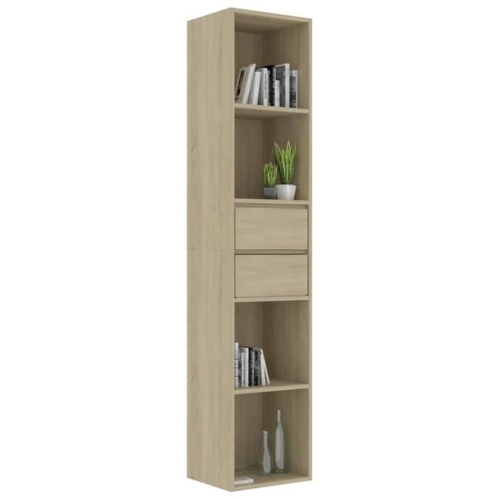 LVL - MEUBLE ETAGERE - Bibliothèque Chêne sonoma 36x30x171 cm Aggloméré(8840)