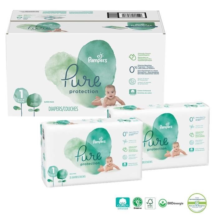 210 Couches Pampers Pure Protection taille 1 Cdiscount Puériculture