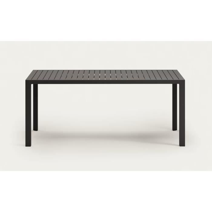 table de jardin en aluminium finition grise - longueur 180 x profondeur 90 x hauteur 75 cm