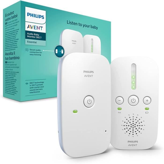 Philips Avent Écoute-bébé DECT Mode Smart ECO, Connexion privée à 100% très Longue portée (Modèle SCD503/26)