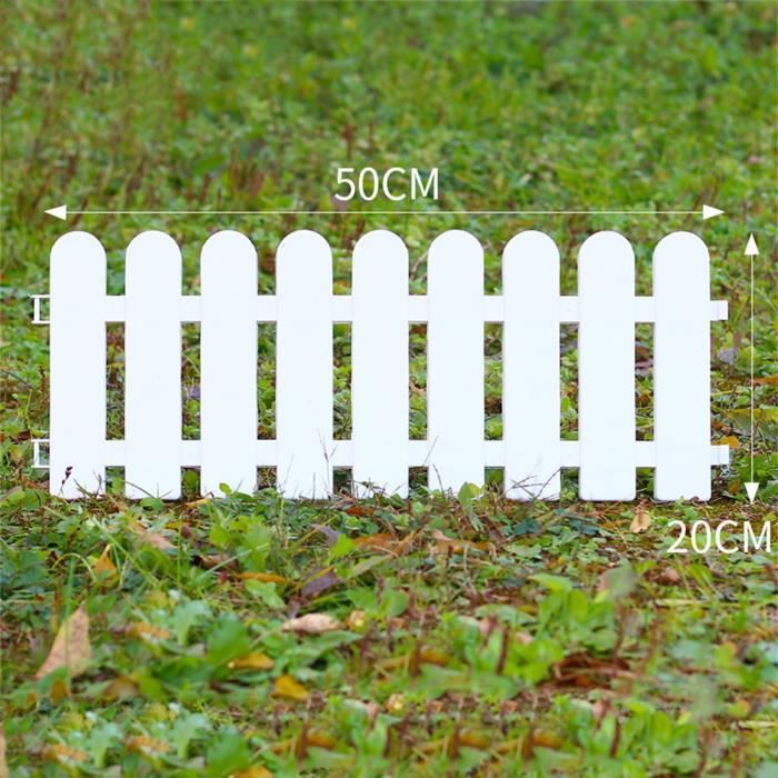 Pwshymi clôture de jardin blanche Bordures blanches clôture de jardin gazon piscine artificiel 50 × 20 cm / 19,7x7,9 pouces