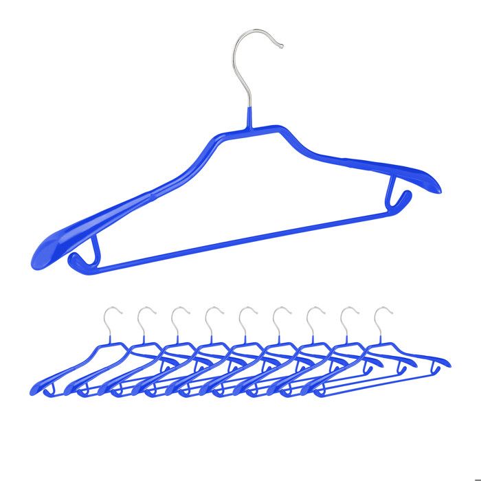 20x Cintres antidérapants pour costumes support d’épaules large traverse pantalon crochets bleu