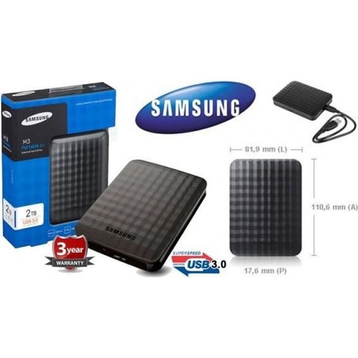 Disque Dur Externe SAMSUNG M3 2TB Noir Cdiscount Informatique