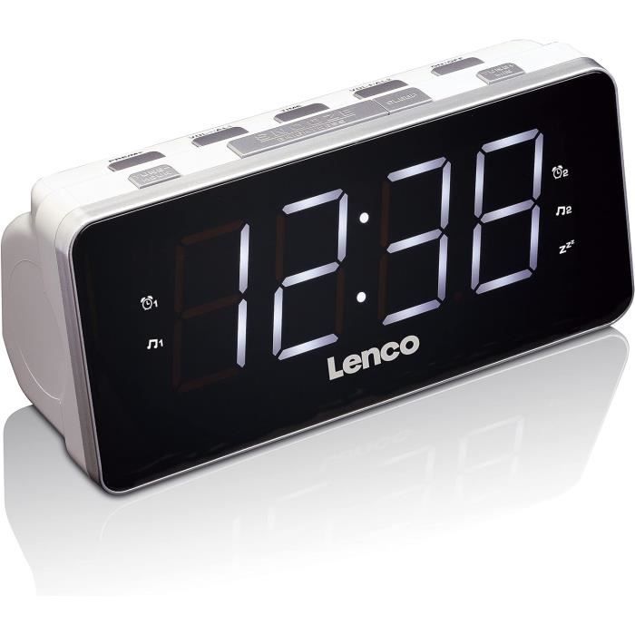 Radio-réveil Lenco CR-18 Avec Grand écran LED – Double Alarme, FM PLL, USB, Facile à Utiliser