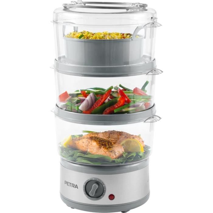 Cuiseur Vapeur Électrique 3 Étages 24L - Minuterie, Réservation, Cuisson Santé Rapide