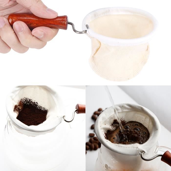 Filtre à Café En Tissu Réutilisable Hyuduo - Avec Poignée En Bois, Pour Café Infusé à La Main