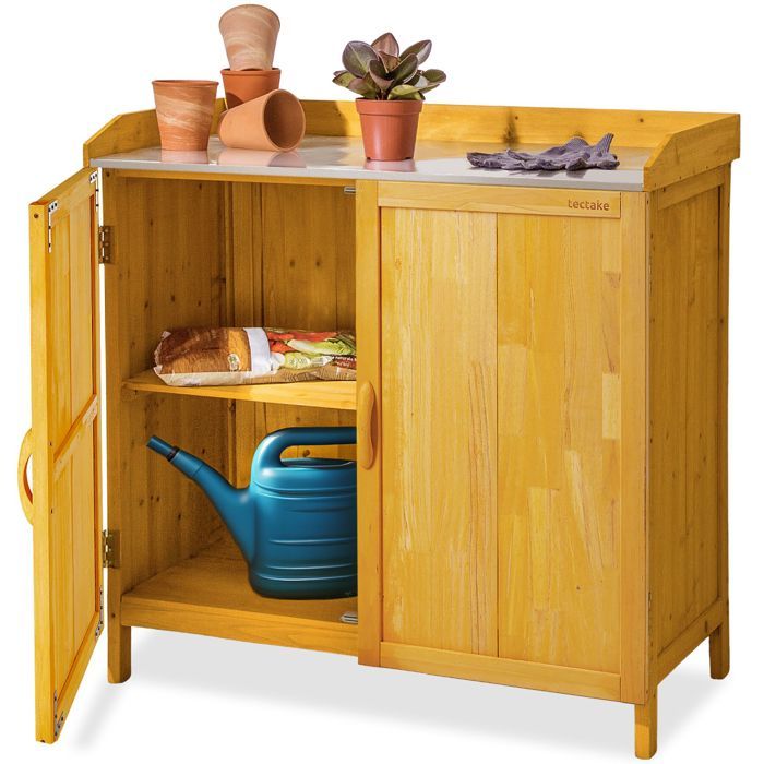 Rangement dextérieur - TECTAKE - Armoire de jardin bas VITA en bois de pin avec intérieur compartimenté 98 x 48 x 95 cm - Marron