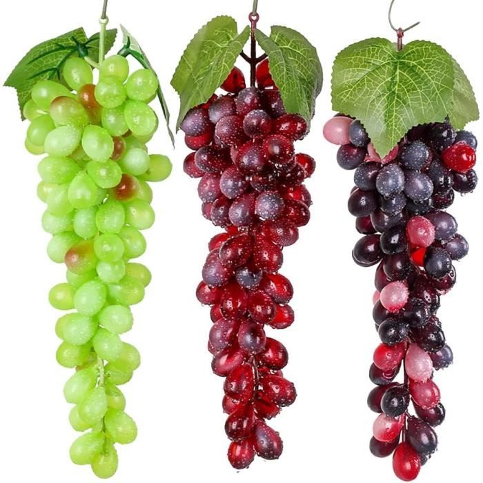 Fausses Grappes De Raisin Artificiel Pour Décoration - Couleurs Violet, Noir, Vert, Longueur ~13 Cm - Pour Mariages, Tables, Centre, Jardin - 14