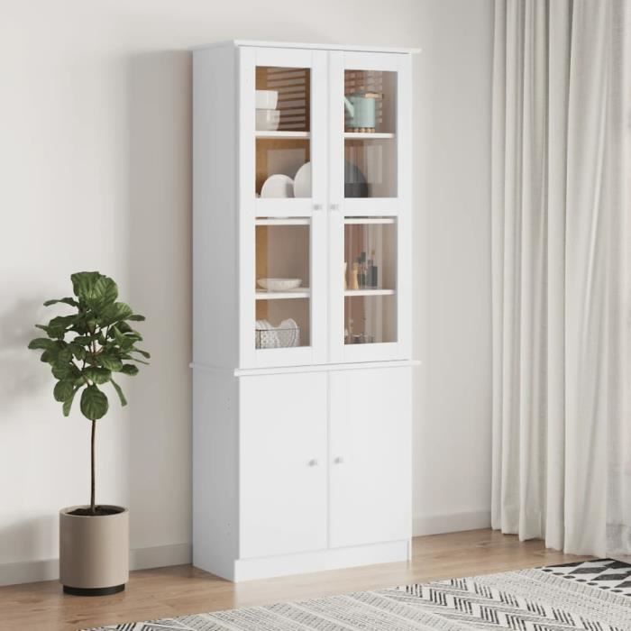 vidaXL Vitrine en verre ALTA blanc 77x35x1865 cm bois de pin massif 353950