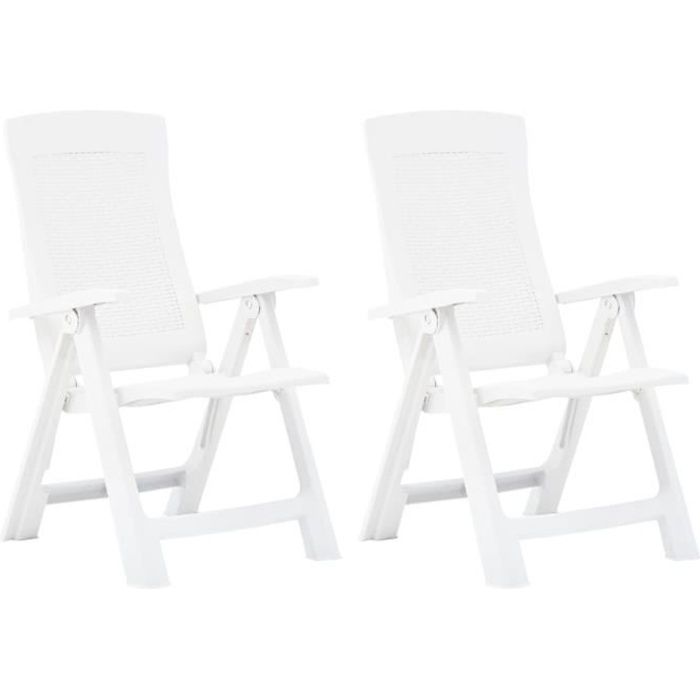 vidaXL Chaises inclinables de jardin 2 pcs Plastique Blanc