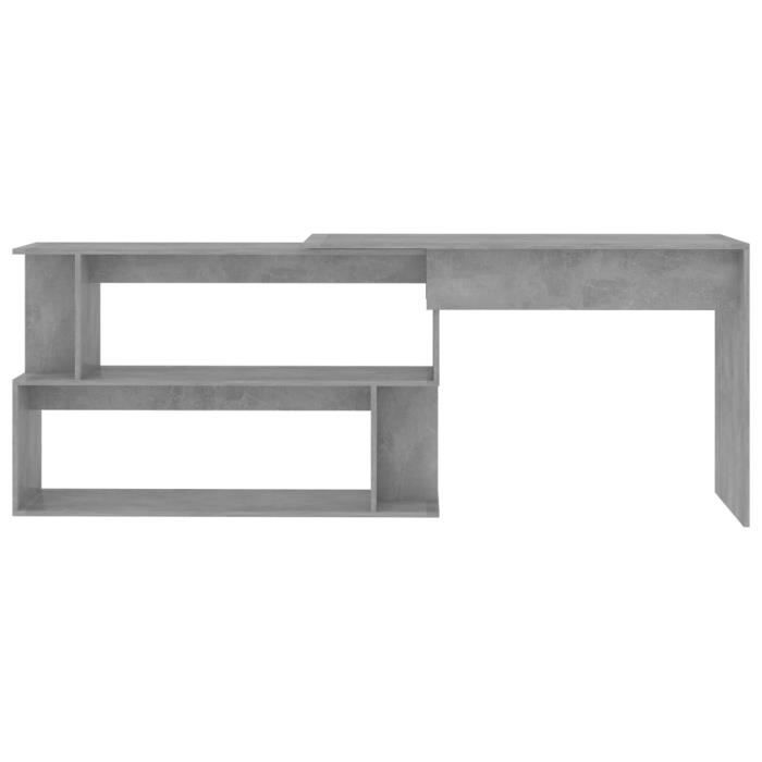 Bureau dangle Gris béton - VINGVO - Rotatif - Avec des compartiments ouverts