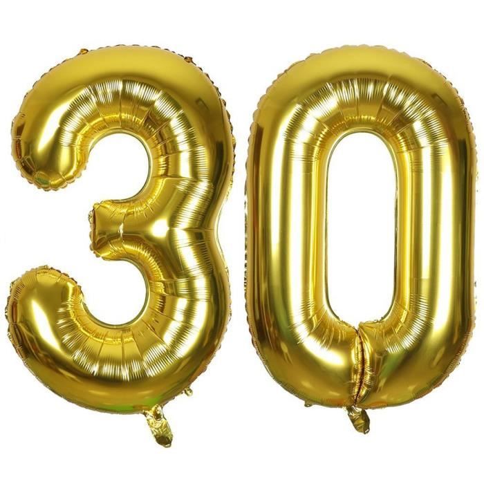 40 Pouces Articles de Ballon 30 Ans pour Anniversaire de Mariage Décoration Gold Ouinne Fête Ballons D’hélium Foil NO.30 