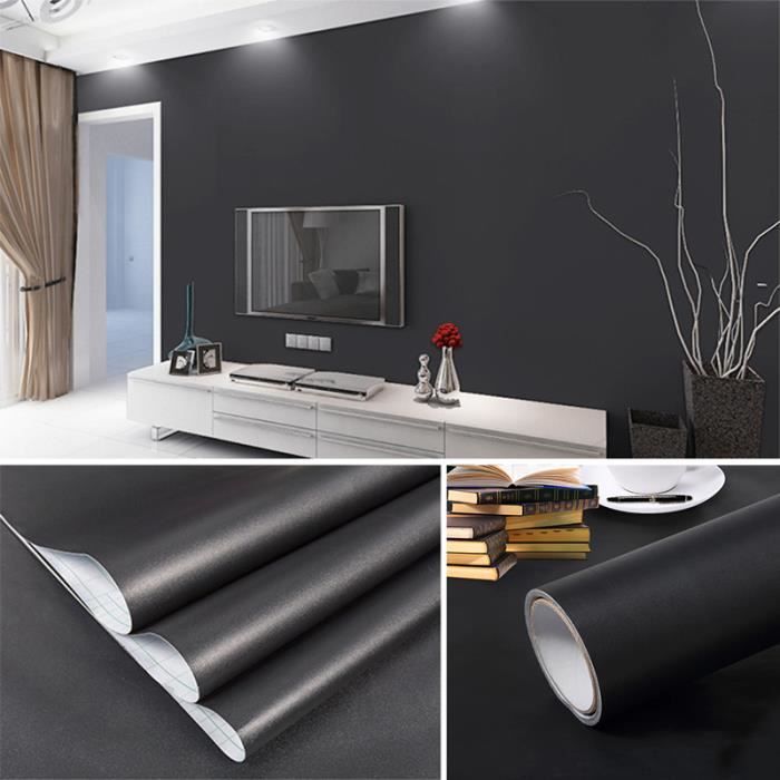 Film Adhésif Pour Meubles Noir Mat - 100 X 250 Cm - Autocollant Durable, Résiste à 80°C - Rénovation Facile