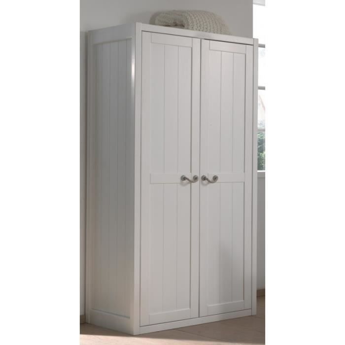 Armoire 2 Portes Laque Blanc Marin Blanc Achat Vente Armoire