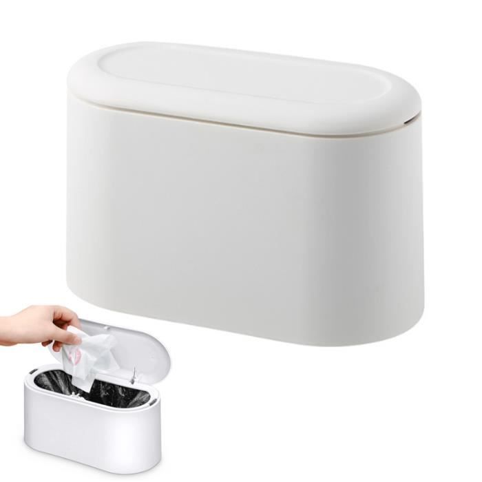 Mini Poubelle De Table Avec Couvercle à Bouton - 16.5 Cm, Design Pratique Pour Bureau Et Maison