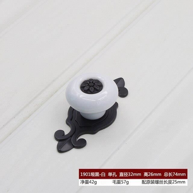 BOUTON DE MEUBLE,A2--Poignées De Porte Et Tiroirs En Céramique, Fleurs