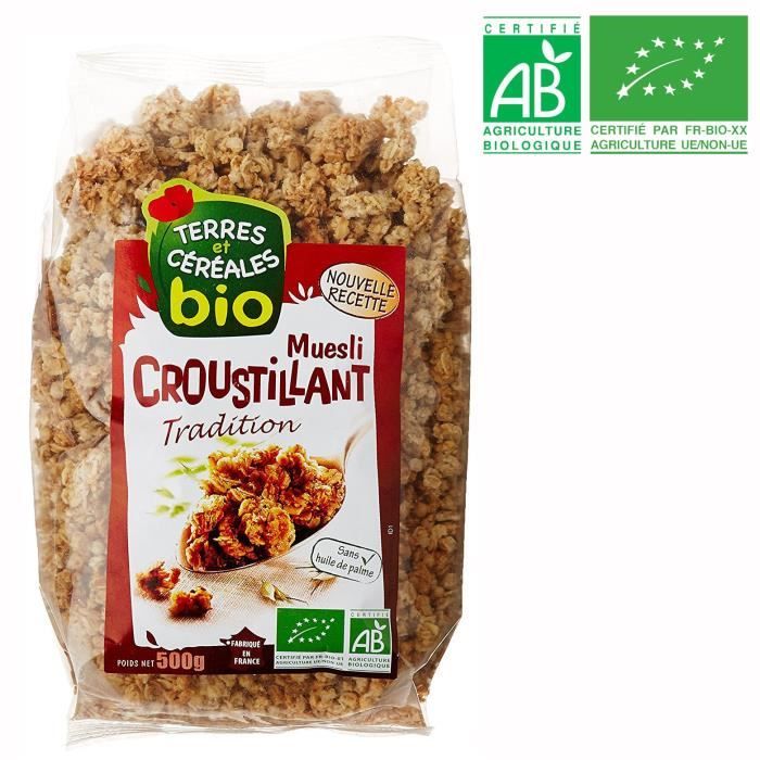 Terres Et Cereales Muesli Croustillant Bio 500 G Achat Vente Muesli Flocon Muesli Crst Av Amd 500g Bio Cdiscount
