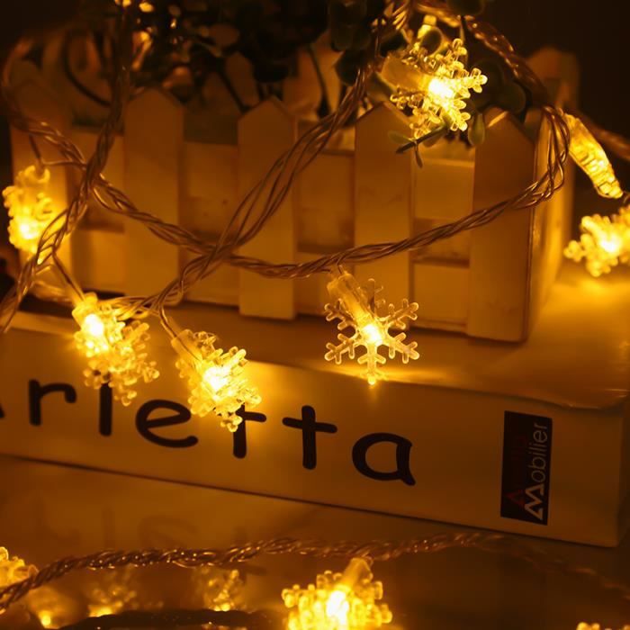 Guirlande Lumineuse Flocons De Neige 6m (20ft) - 40 LED - 2 Modes - Télécommande - Intérieur/Extérieur