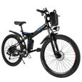 ANCHEER vélo électrique montagne 26" VTT homme pliable avec batterie Lithium-Ion - 250W / 21vitesses - Noir-1