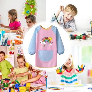 Tablier De Peinture Enfant à Manches Longues - Imperméable, Taille 5-11 Ans, Avec Poches, Jaune