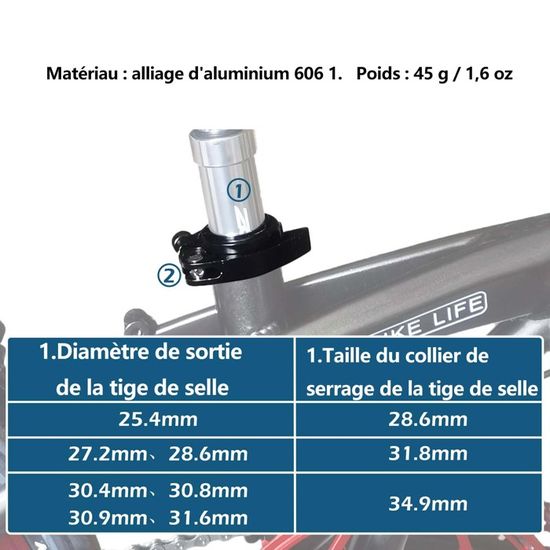 COLLIER TIGE DE SELLE ATTACHE SERRAGE 5 couleurs VÉLO ALU 28.6 mm VILLE VTT EUR 6,99 - FR