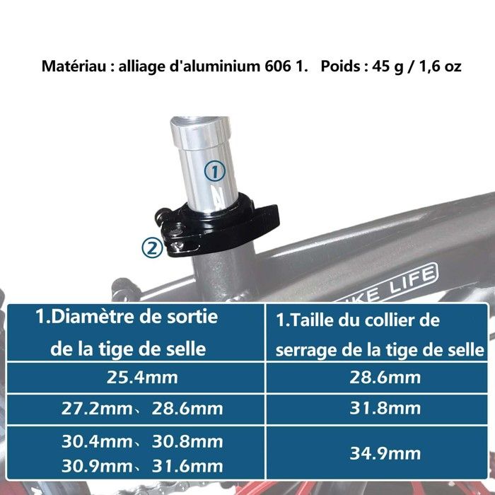 Collier De Serrage De Tige De Selle De Vélo, 35 Mm En Fibre