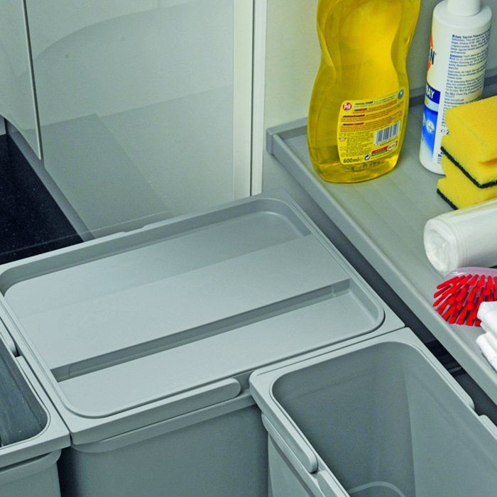 SO-TECH Couvercle Pour Seau De 6L Eins2vier - Tri Déchets Poubelle Cuisine Gris Aluminium, Compatible Ninka