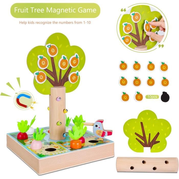 Jouet Montessori 4-en-1 En Bois Dès 1 An – Puzzle à Encastrer, Tri Couleurs Et Formes – Cadeau Éducatif Fille Garçon 1-3 Ans