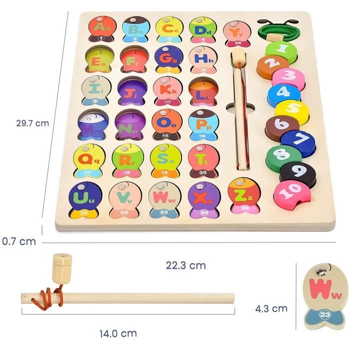 Jeu De Pêche Magnétique En Bois Merle Toys - Jouet Éducatif 2 Ans+ - Montessori