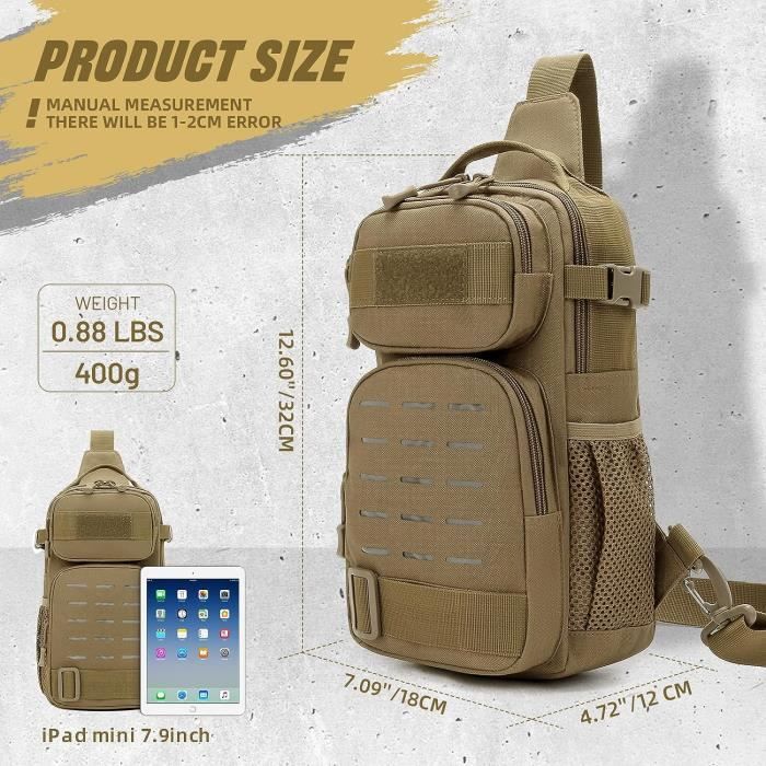 Sac De Poitrine Tactique EDC 1000D Nylon – Pochette Bandoulière Militaire Compacte, Randonnée, Camping, Cyclisme