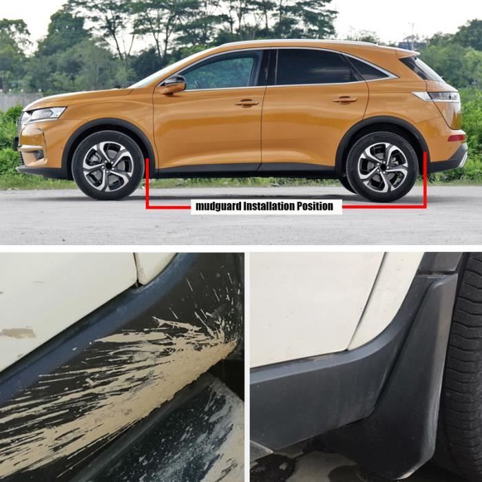 Bavettes Garde-Boue Pour DS DS7 Crossback - Lot 4 Pièces Plastique Noir - Protection Contre Éclaboussures Et Graviers