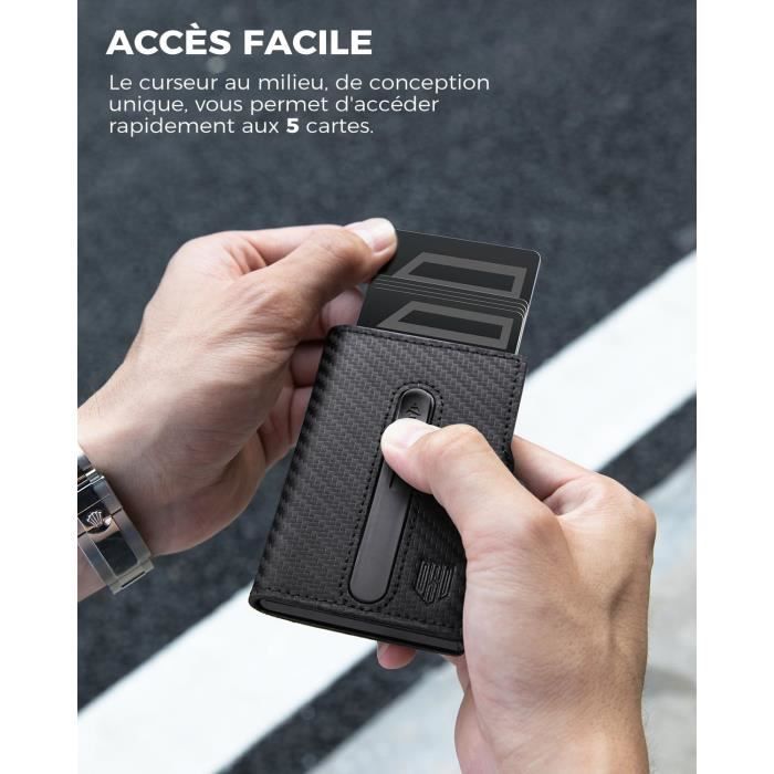 Portefeuille Homme Minimaliste Avec GPS Tracker – Porte-Cartes RFID Protection, Écran Personnalisable (Noir)