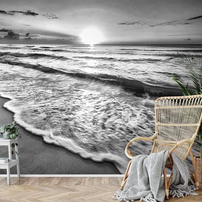 Papier Peint panoramique Plage coucher du soleil de la mer 352 x 250 cm ...