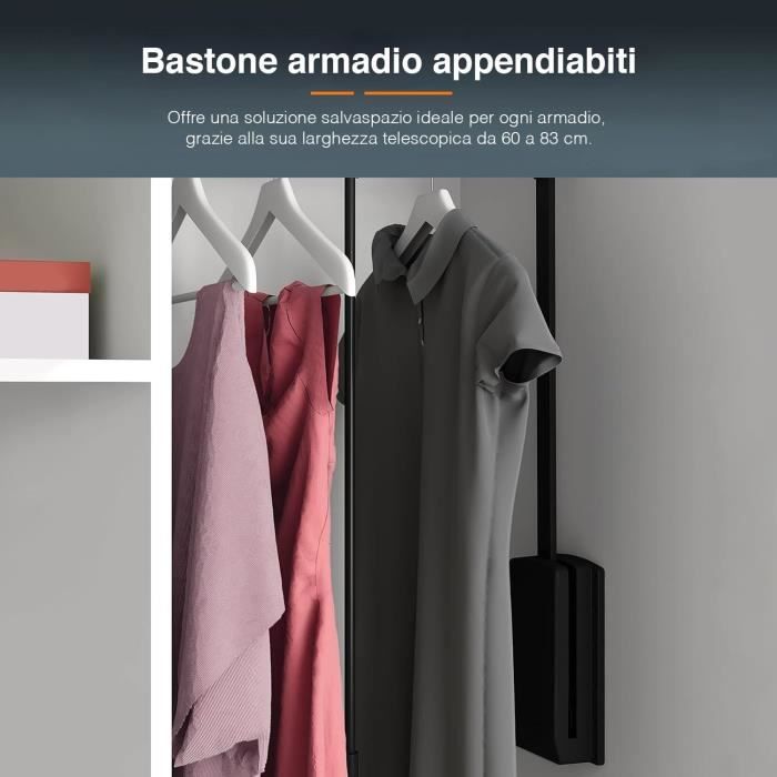 Porte-Manteau Amovible Réglable Pour Placard 89-121 Cm - Barre Cintre Automatique Avec Ouverture Assistée Accessoire Rangement Armoire