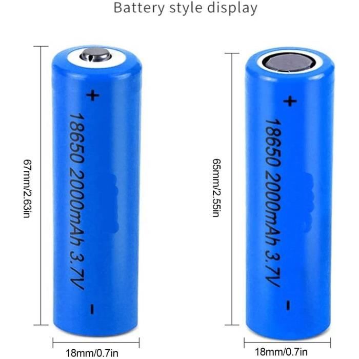18650 Piles Rechargeables, 3.7V Li-ION Batterie 2000mAh Pleine