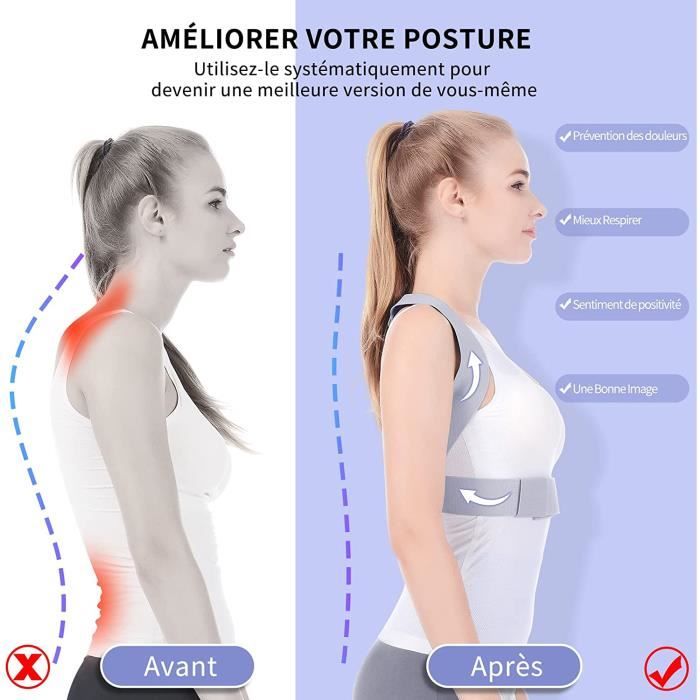 Correcteur de Posture Dos Reglable Soulagement Douleurs Dorsales Confort Optimal Mixte Cdiscount Sport