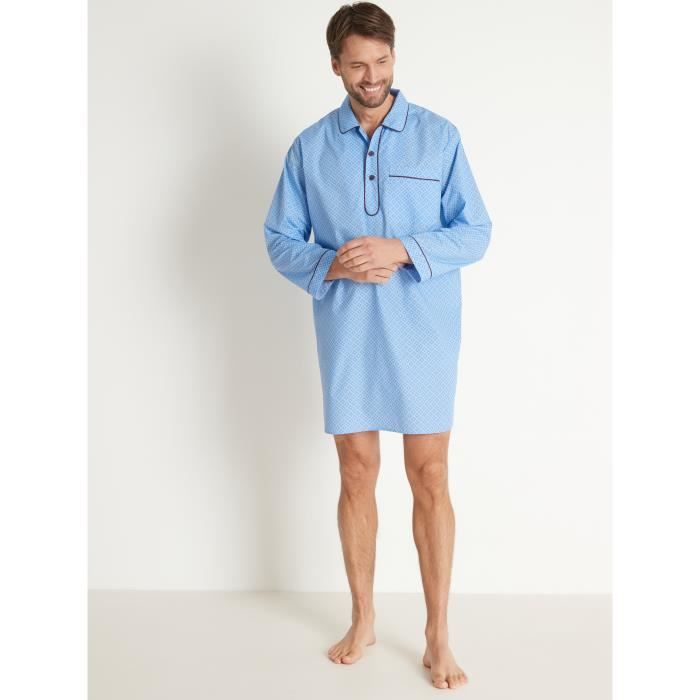 Liquette de nuit homme en popeline Ciel Bleu ciel Cdiscount Pr t